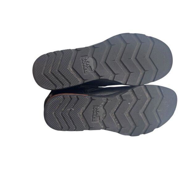 Sorel Women 7 38 Major Moto Fold Over Boot Suede Black Leather buckles Plaid - Picture 13 of 16